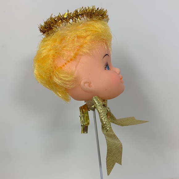 9” angel w/ halo doll head on pick vintage - Picture 10 of 16